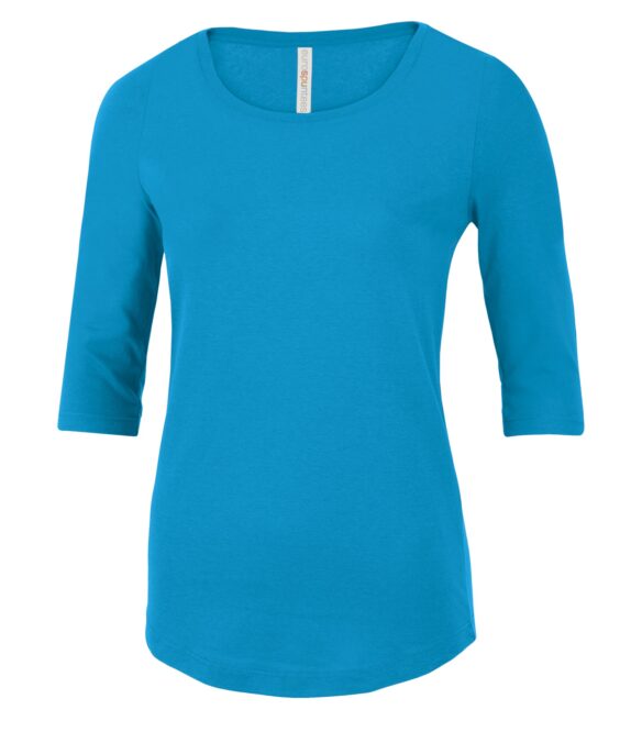 custom printed clothing apparel ATC8003L - EUROSPUN RING SPUN 3/4 SLEEVE LADIES TEE sapphire blue shirt