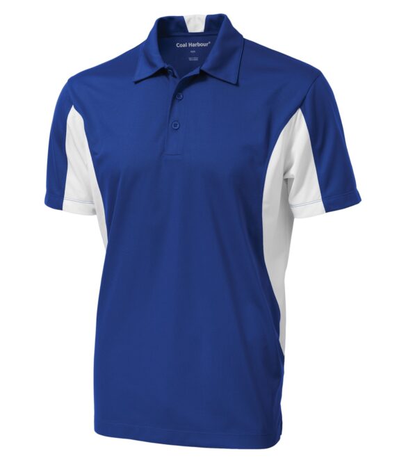 custom printed golf apparel S4001 - COAL HARBOUR SNAG RESISTANT COLOUR BLOCK SPORT SHIRT true royal blue white
