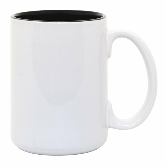 15 oz. Coloured Inside Ceramic Mugs (black)