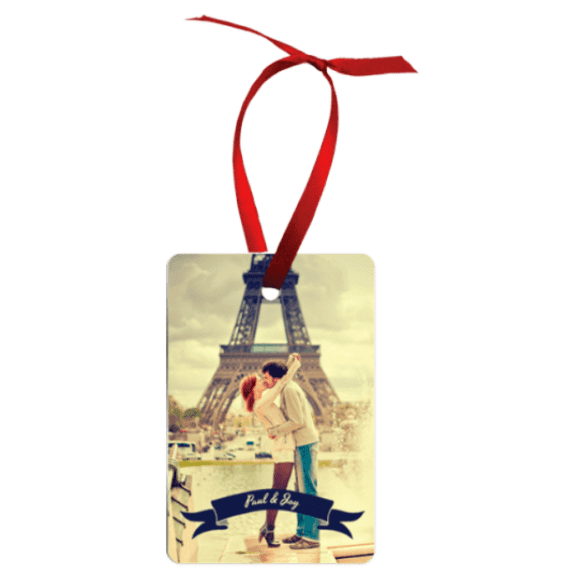 custom printed christmas tree ornament (rectangular/ vertical)