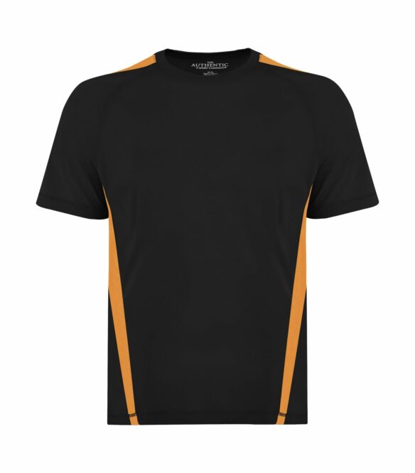 custom printed and branded ATC s3519 form front black extreme orange sports shirt