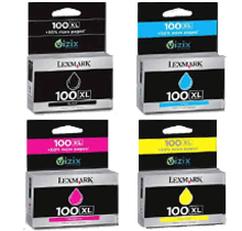Lexmark 100XL High Yield Ink / Inkjet Cartridge Set Black Cyan Yellow Magenta