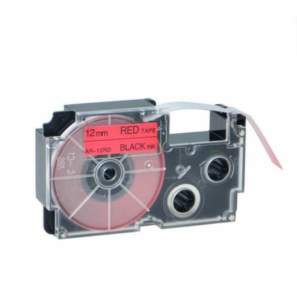 red casio 12 mm tape ar-12rd black ink