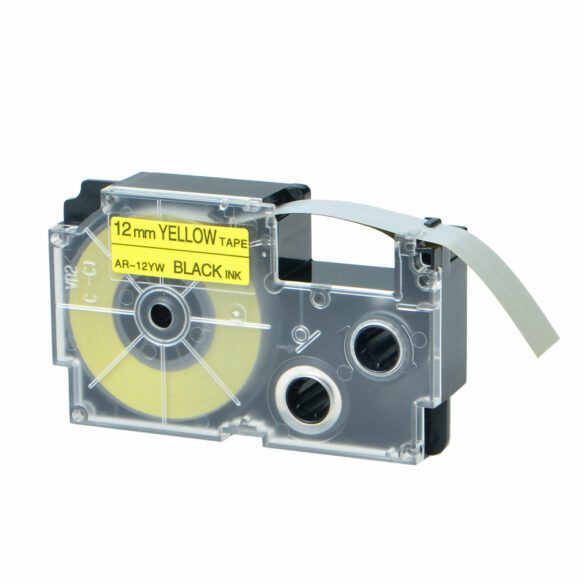 casio 12 mm yellow tape ar-12yw black ink