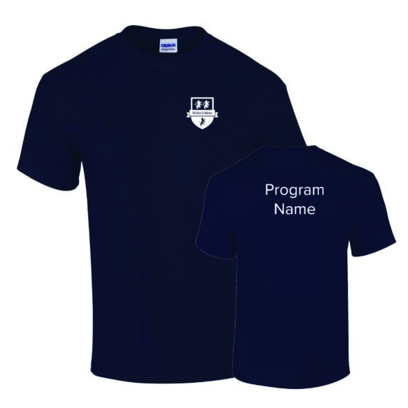 Willis College - Gildan 5000 - Navy custom printed polo golf shirt front and back