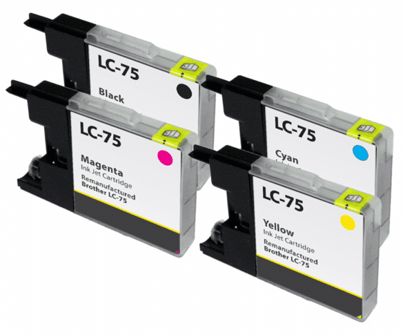 Brother LC-75 Set Ink / Inkjet Cartridge High Yield - Black Cyan Yellow Magenta