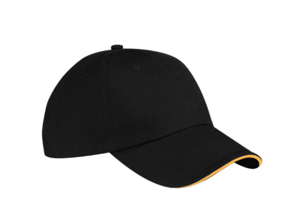 Black and Gold Sandwhich Bill Hat ATC C140