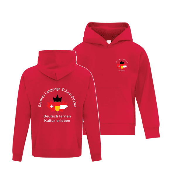 German Language School ATCY2500 Youth Hooded Sweatshirt (Red)